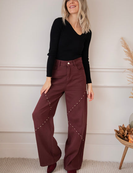 Straight Studs Bordeaux - Jeans