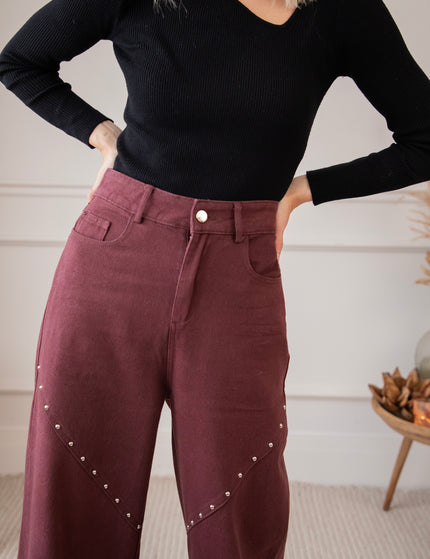 Straight Studs Bordeaux - Jeans