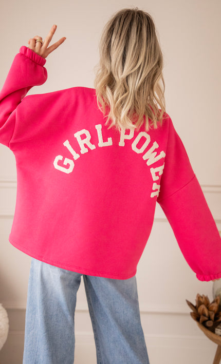 Lily Girl Power Fuchsia/Beige - Sweater