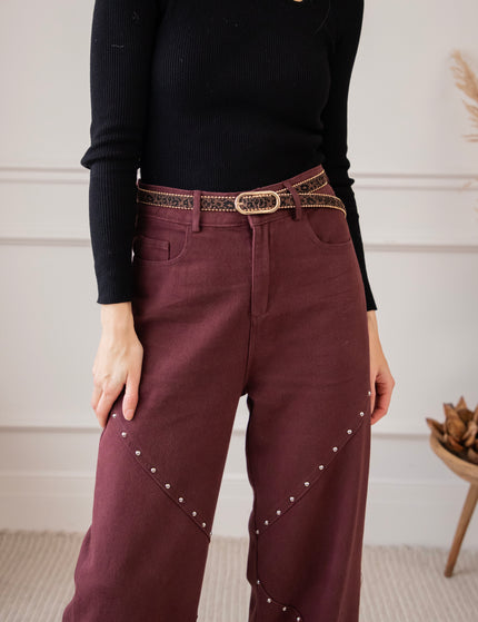 Straight Studs Bordeaux - Jeans