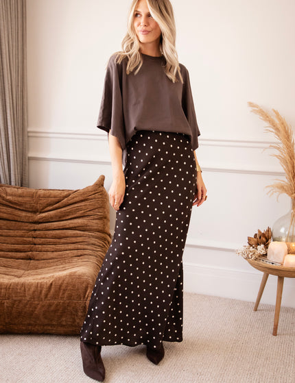 Silky Dots Brown/Beige - Maxi Rok
