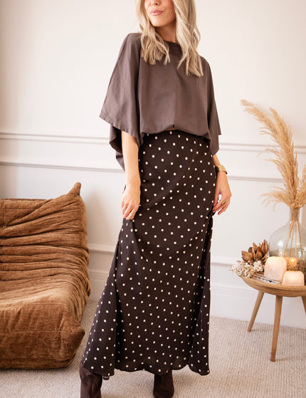 Silky Dots Brown/Beige - Maxi Rok