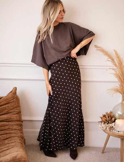 Silky Dots Brown/Beige - Maxi Rok