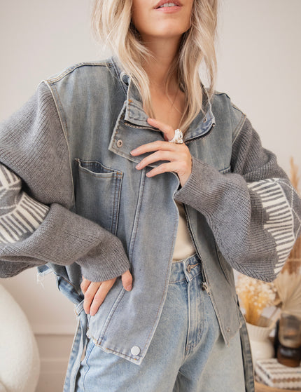 Jeany Knit Blue/Grey - Jacket