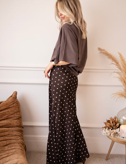 Silky Dots Brown/Beige - Maxi Rok