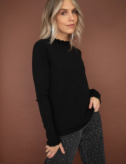 Cute Collar Ruches Black - Longsleeve