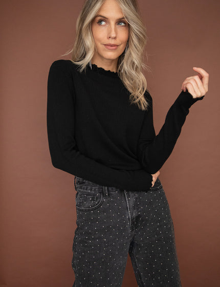 Cute Collar Ruches Black - Longsleeve