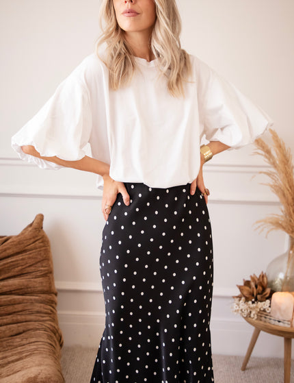 Silky Dots Black/Off White - Maxi Skirt