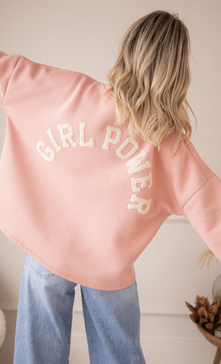 Lily Girl Power Baby Pink/Beige - Sweater
