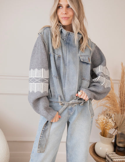 Jeany Knit Blue/Grey - Jacket