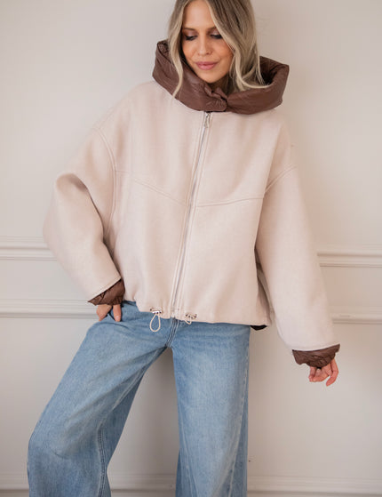 Jacke - Soft Puffer Blend - Beige/Braun