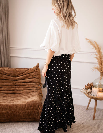 Silky Dots Black/Off White - Maxi Skirt