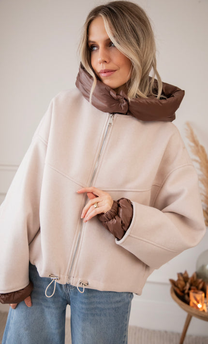 Jacke - Soft Puffer Blend - Beige/Braun