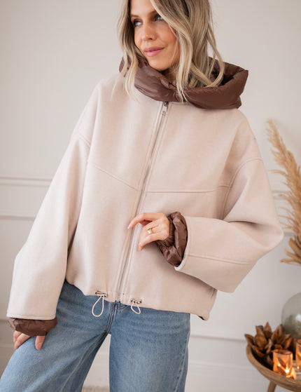 Jacke - Soft Puffer Blend - Beige/Braun