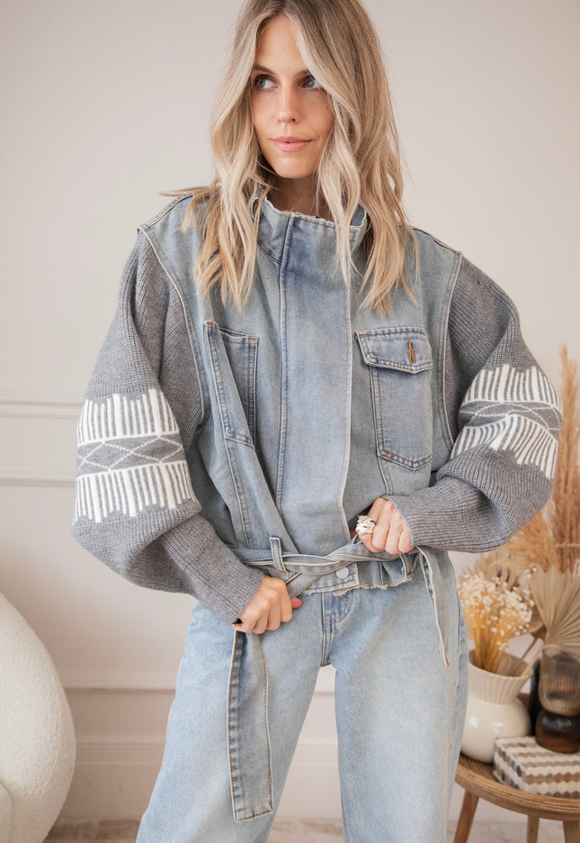 Jeany Knit Blue/Grey - Jacket