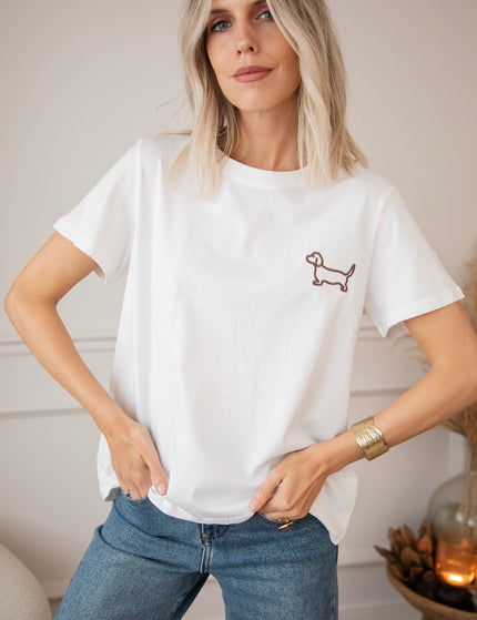 T-Shirt - Dog Mommy - Weiß/Braun