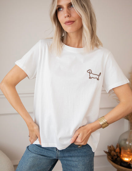 T-Shirt - Dog Mommy - Weiß/Braun