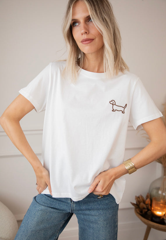 Dog Mommy White/Brown - T-Shirt