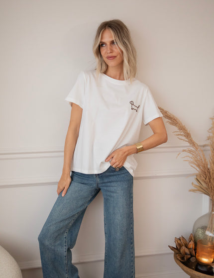 T-Shirt - Dog Mommy - Weiß/Braun