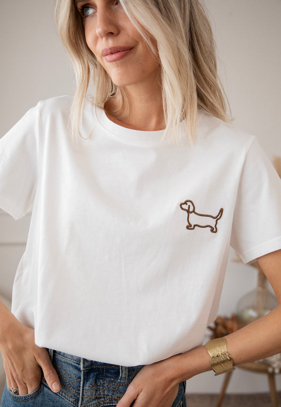 Dog Mommy White/Brown - T-Shirt