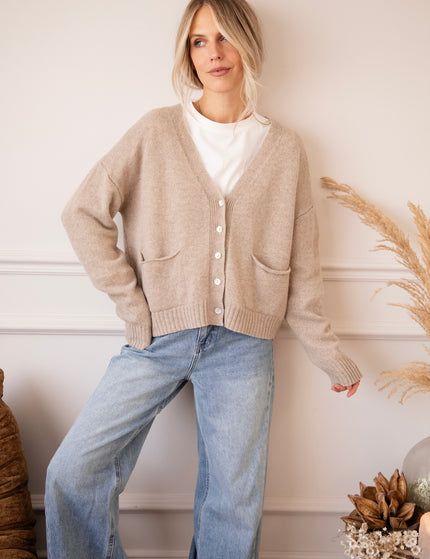 Old Soul Cardigan Taupe - Vest