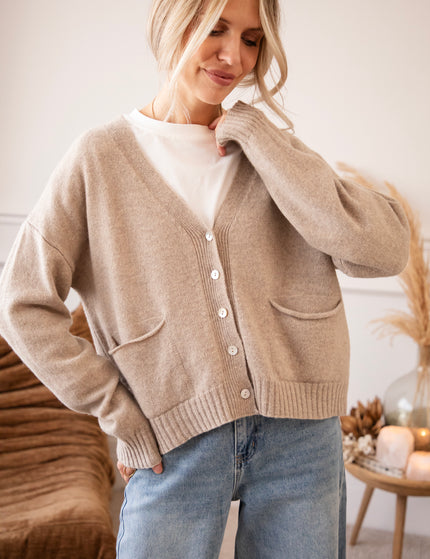 Old Soul Cardigan Taupe - Vest