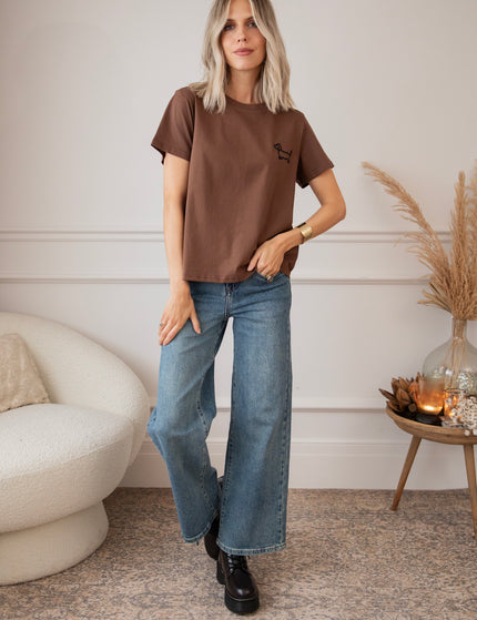 T-Shirt - Dog Mommy - Braun/Schwarz