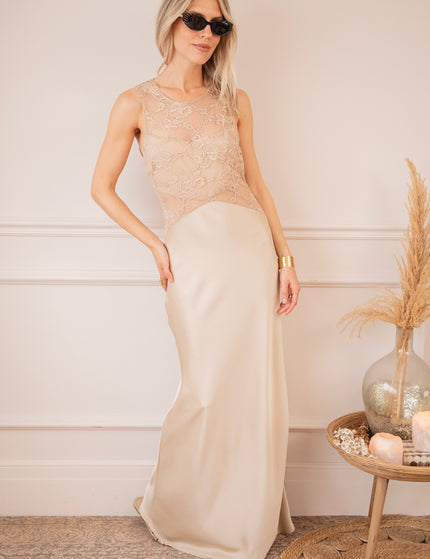 A Moment of Elegance Beige - Maxi Dress