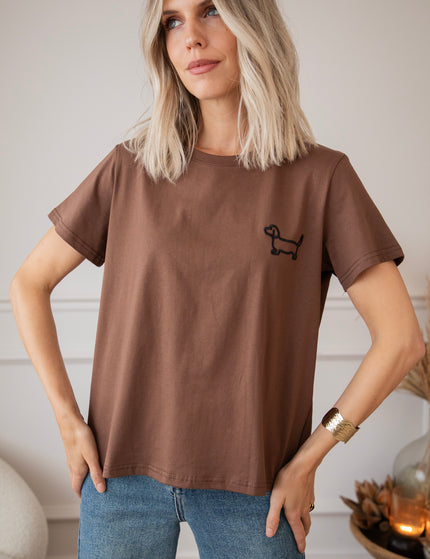 T-Shirt - Dog Mommy - Braun/Schwarz