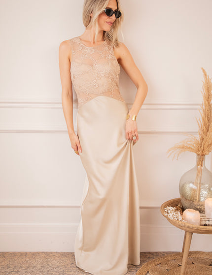 A Moment of Elegance Beige - Maxi Dress
