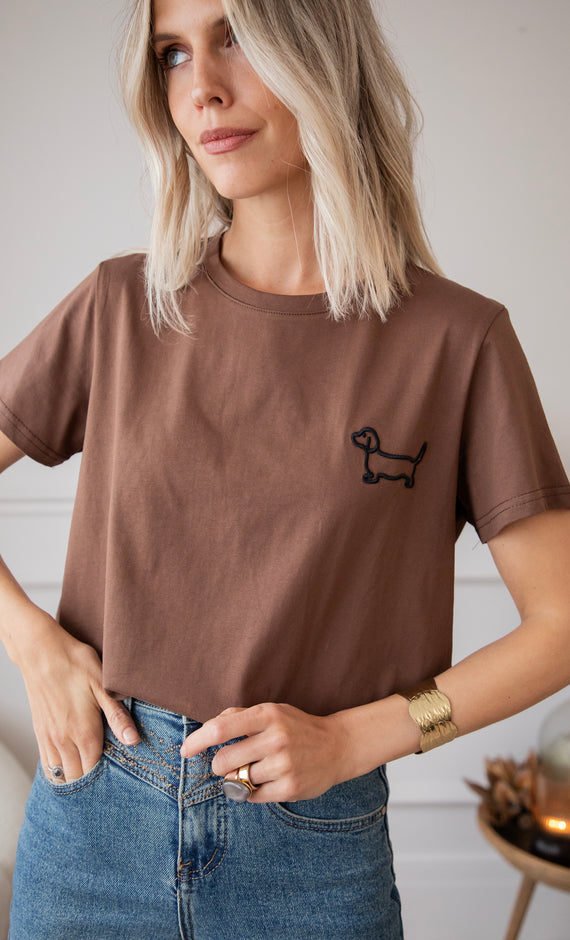 T-Shirt - Dog Mommy - Braun/Schwarz