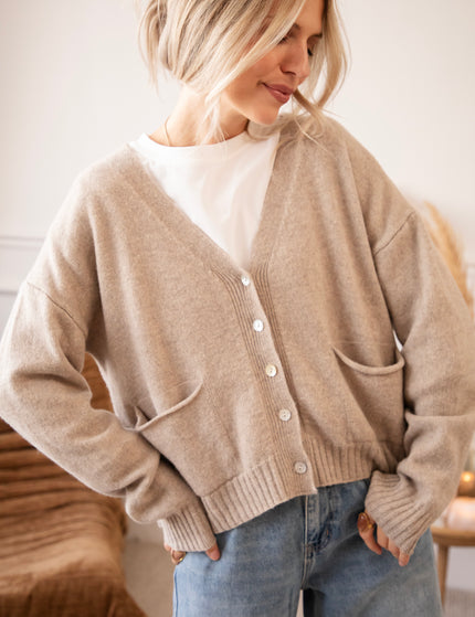 Old Soul Cardigan Taupe - Vest