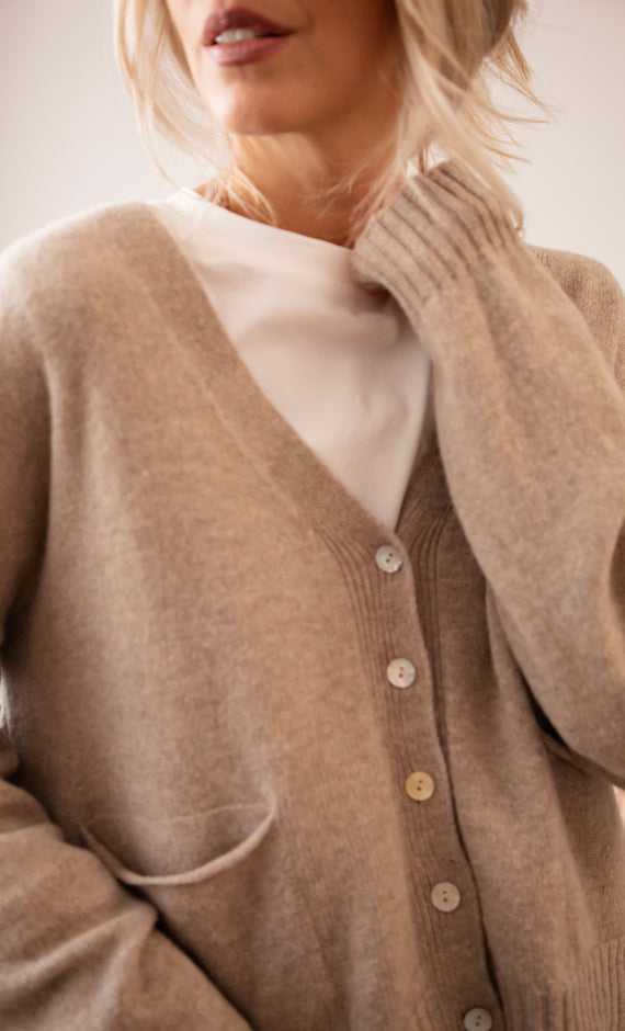 Old Soul Cardigan Taupe - Vest