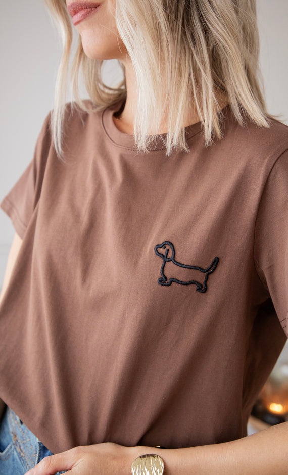 T-Shirt - Dog Mommy - Braun/Schwarz