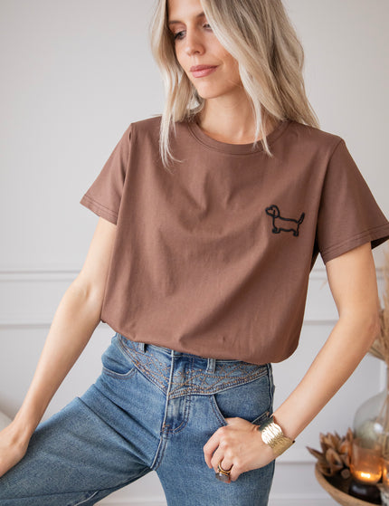 T-Shirt - Dog Mommy - Braun/Schwarz