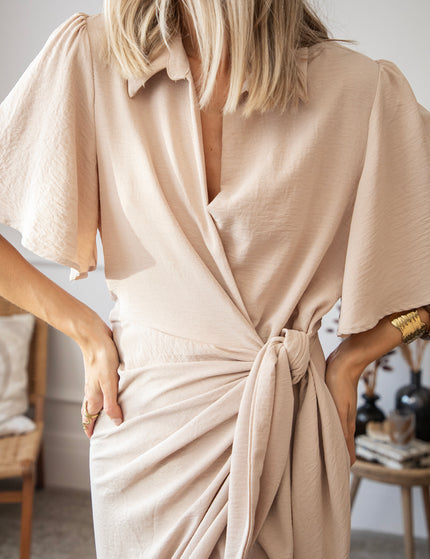 Willa Wrap Beige - Maxi Dress