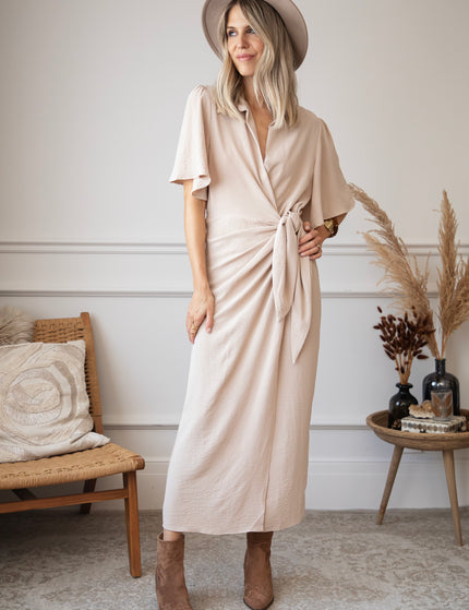 Willa Wrap Beige - Maxi Jurk