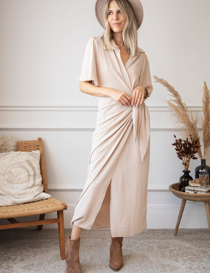 Willa Wrap Beige - Maxi Dress