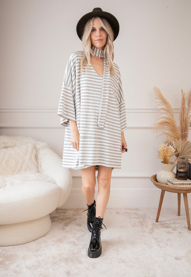 Never Loose Your Stripes Grey - Dress