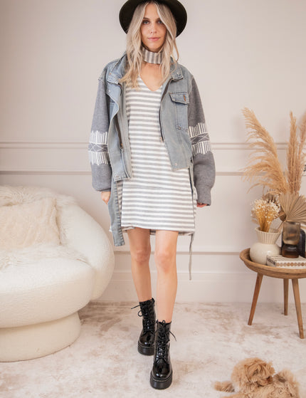 Never Loose Your Stripes Grey - Dress