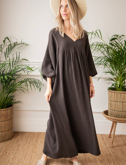 Maud Tetra Dark Brown - Maxi Dress