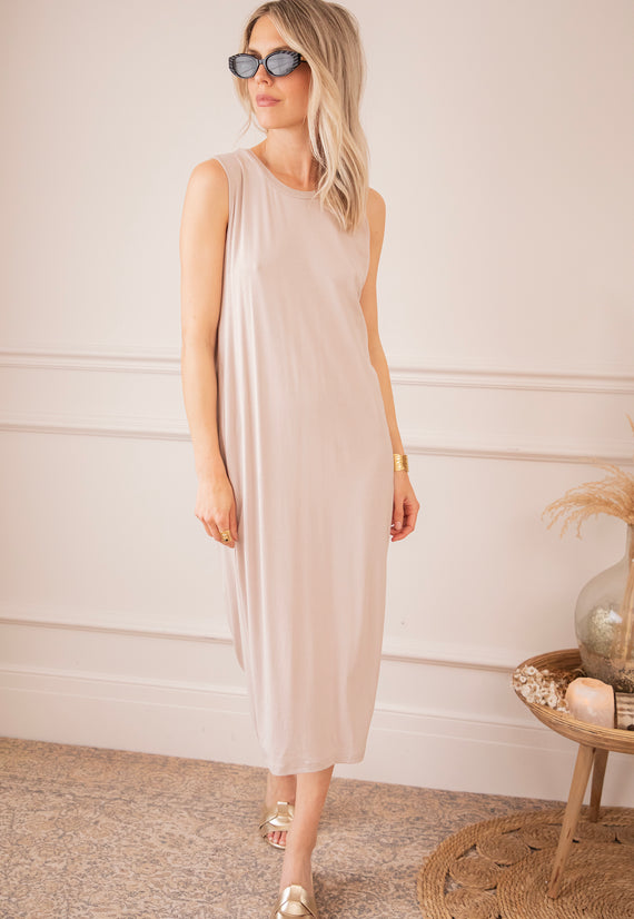 Flowing Fiona Taupe - Maxi Jurk