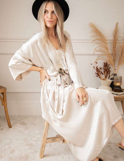 Silky Moments Beige - Maxi Jurk