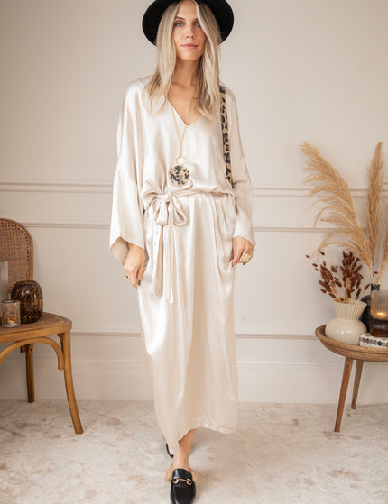 Silky Moments Beige - Maxi Dress