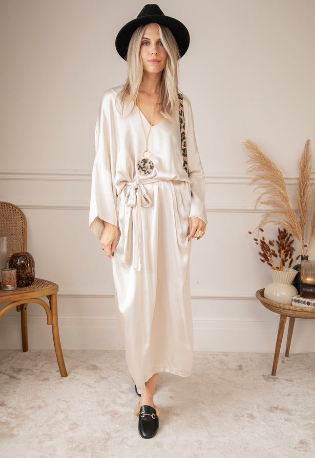 Silky Moments Beige - Maxi Dress