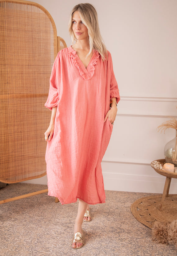 Esmeralda Raspberry - Maxi Jurk