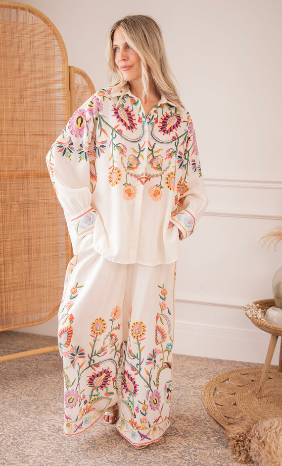 Paradise Of Petals Beige/Multi - Broek
