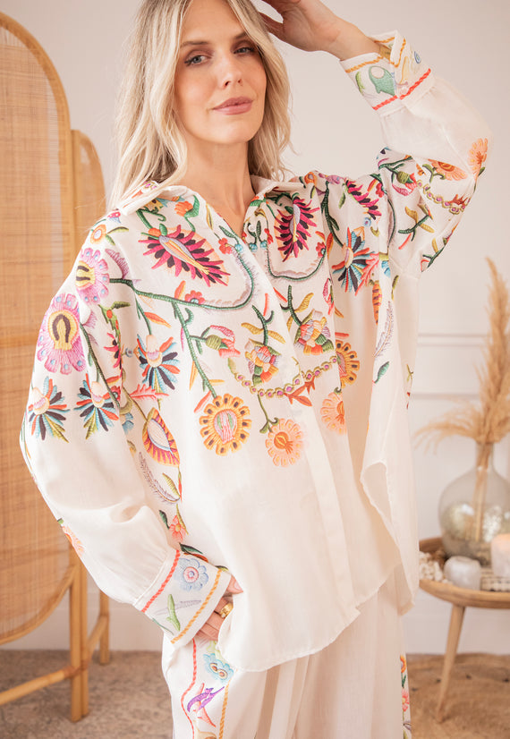 Paradise Of Petals Beige/Multi - Blouse