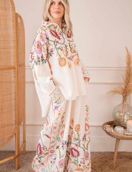 Bluse - Paradise Of Petals - Beige/Mehrfarbig