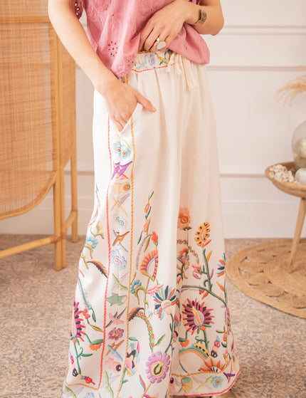 Paradise Of Petals Beige/Multi - Trousers